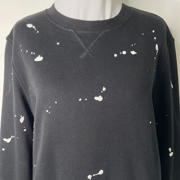 Rag & Bone Women's Black Crewneck Cotton Splatter Paint Sweatshirt Size Large - Picture 2 of 15